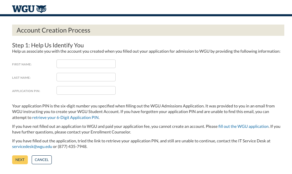 WGU Student Login Account