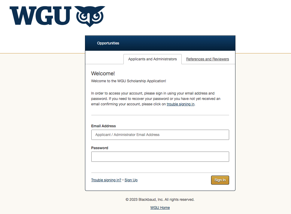 WGU scholarships portal